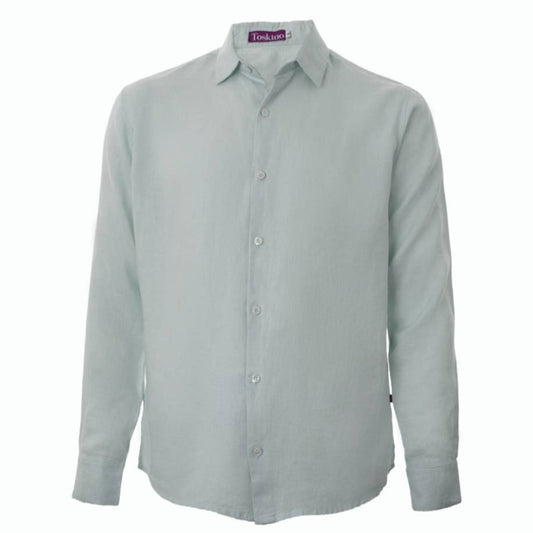 Camisa Manga Larga 100% Lino - Aqua